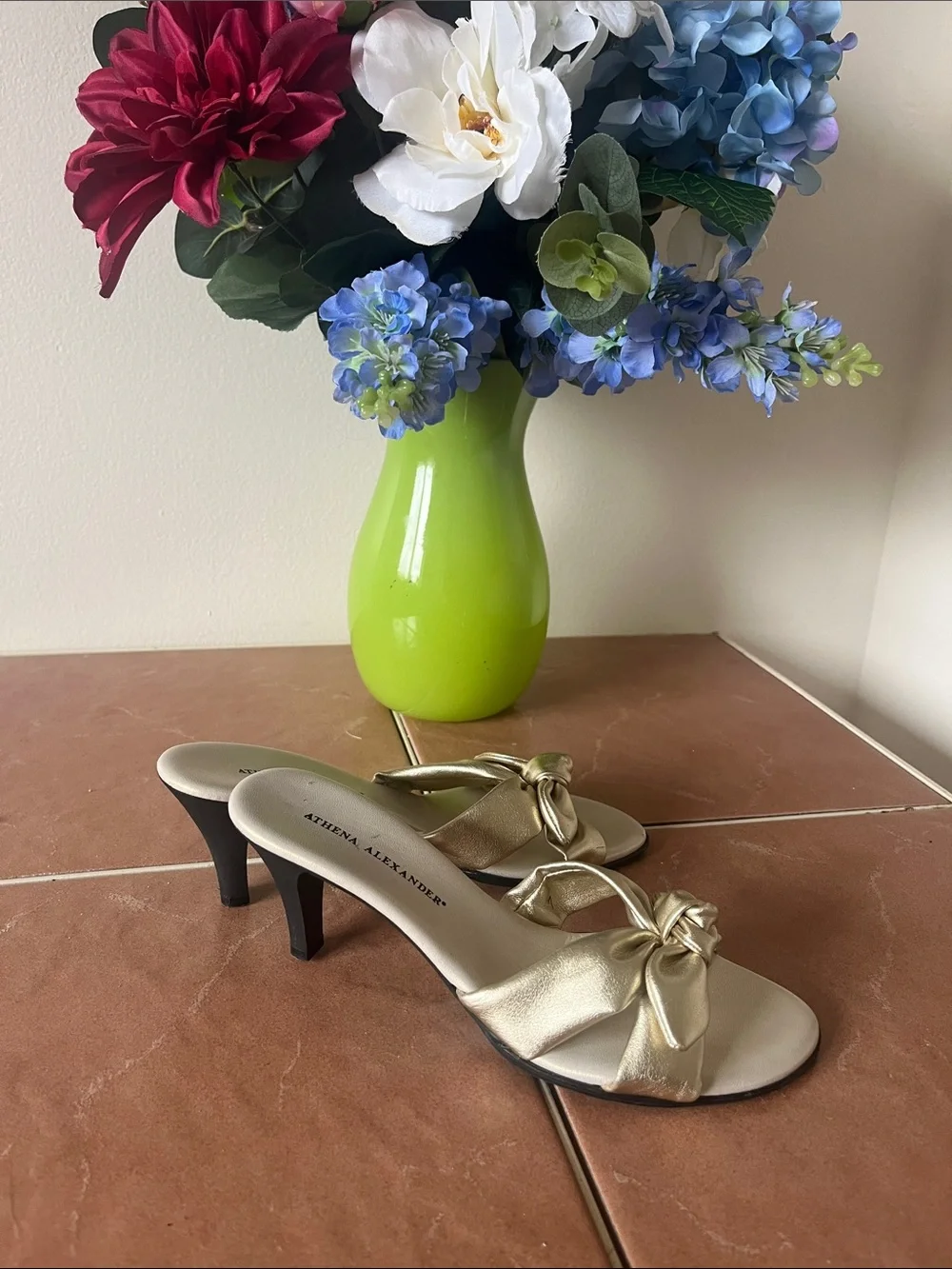 Athena Alexander Gold Knot-Front Slip-On Sandals